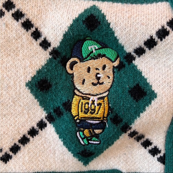 Multicolored Green & Off White V-neck Cardigan - Picture 5 of 9